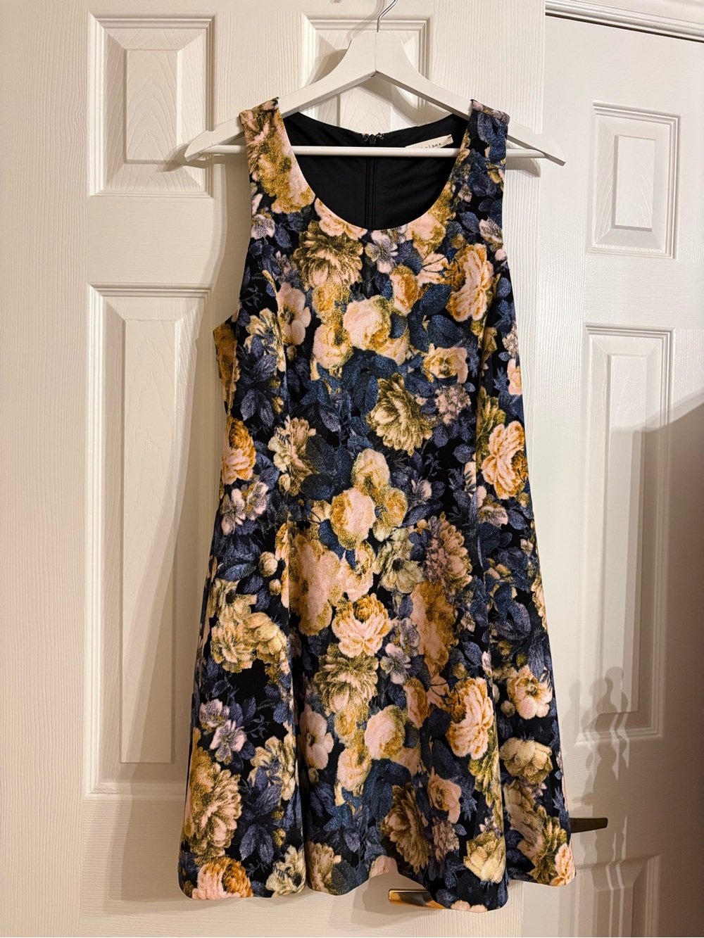 Floral Sleeveless Dress - Blue and Yellow
